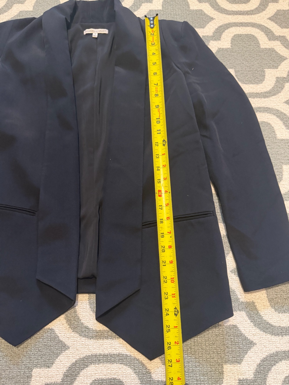 Rebecca Minkoff womens 2 black designer open front blazer lined silk suit jacket - Picture 6 of 10